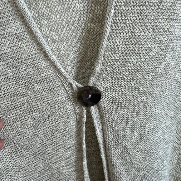 Coldwater Creek Tan Linen Blend 3/4 Sleeve V-Neck Beachy Cardigan Size L - Picture 4 of 7